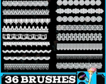 Lace Trim Photoshop & Procreate Brushes: Decorative Border Stamps (Digital Download)