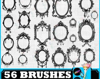 Baroque Border PS & Procreate, Baroque Border, Vintage Frames, Ornamental Stamps Gothic Frames Royal Cartouche