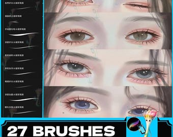 Procreate brush portrait thin eyelashes eyebrow outline ipad painting thick painting illustration hair auxiliary