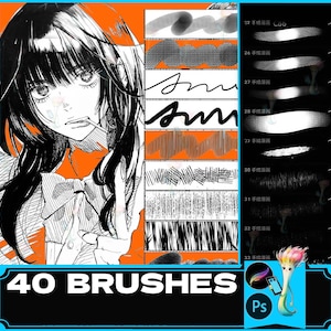 Pincel Procreate Pincel PS Pincel japonés Pintado a mano Cómics Anime Gancho Línea Boceto Borrador Malla Textura Líneas Pinceles Procreate Pincel de sello