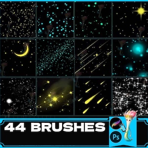 procreate brush ps brush starry sky moon stars meteor shining light effect stars moonlight starlight illustration