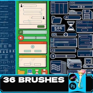 Pennello Procreate, pennello PS, finestre pop-up del computer, finestra di avviso, errore, bordo, icona della casella del programma, Photoshop