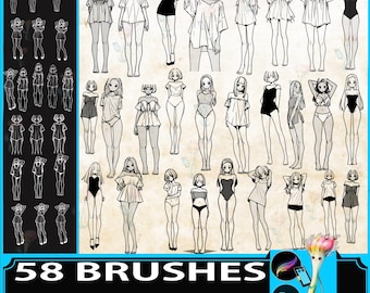 Anime Sketch Procreate Brush: hulplijn figuurtekenen (PS-penseel)