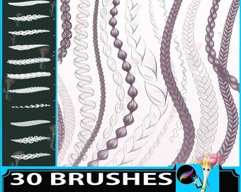 Procreate Hair Brush Set: Locs, Braids, Curls, Afro (Photoshop Compatible)