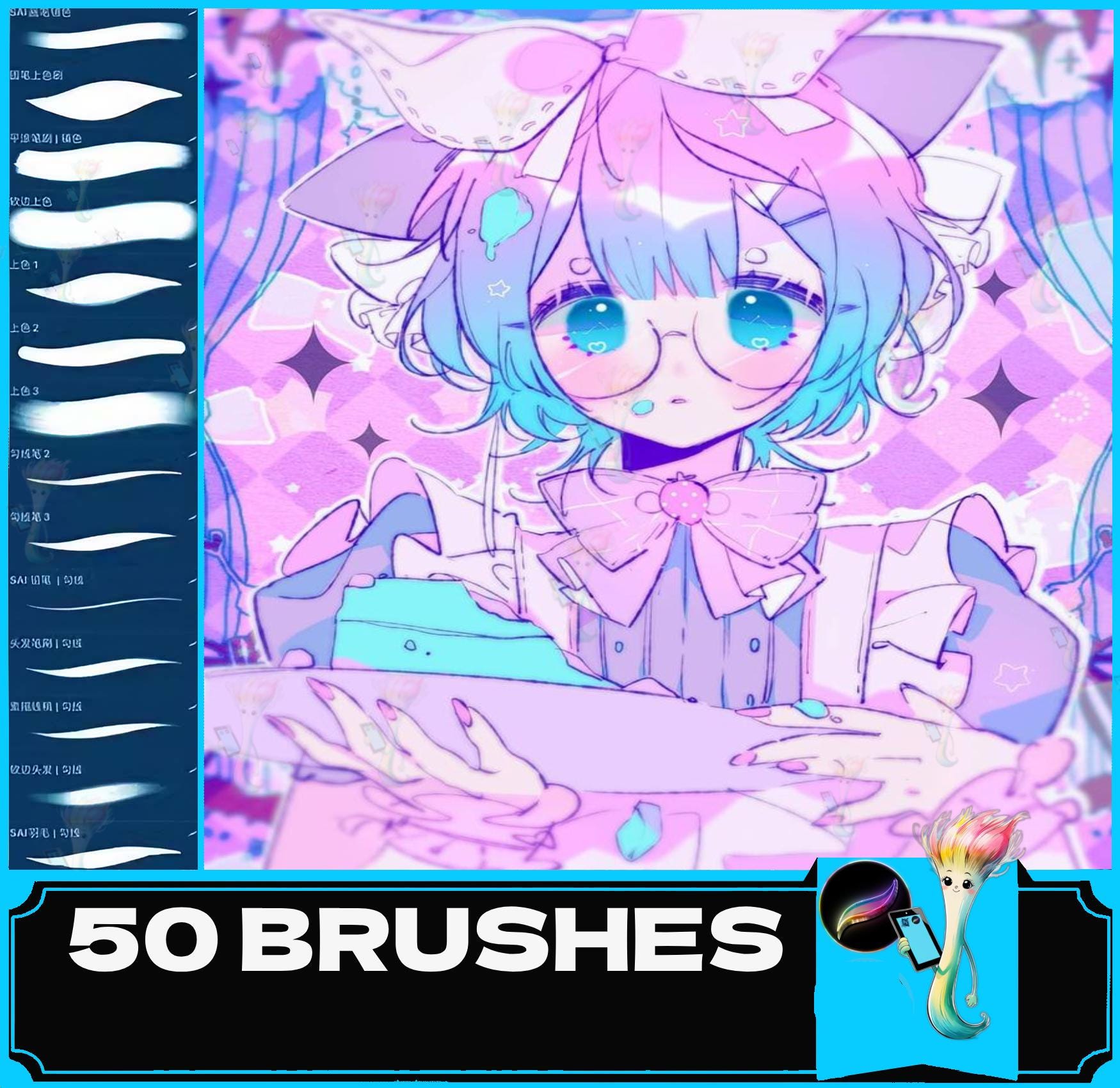 Procreate Brush Set for Anime & SAI-Style Coloring – CG, Marker, Watercolor, Line Art & Smudge