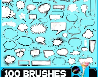 Procreate & Photoshop Comic Brush Set: Dialog Bubbles, Borders