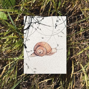 Einzigartige Grußkarte Schnecke  _Aquarell auf nachhaltigem Graspapier DIN A6, Perfekt für Liebeserklärungen, Valentinstag und Schneckenpost