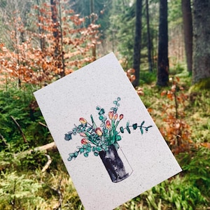 Grußkarte Tulpen Erika und ihre Mädels | Tulpen, Blumenstrauß,floral, Aquarell, nachhaltig, Graspapier, besondere Geschenkkarte, Frühling