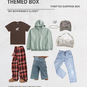 Boyfriends clothes,Thrifted mystery bag, thrifted mystery box, thrifted curated box, thrift shop, thrifted items