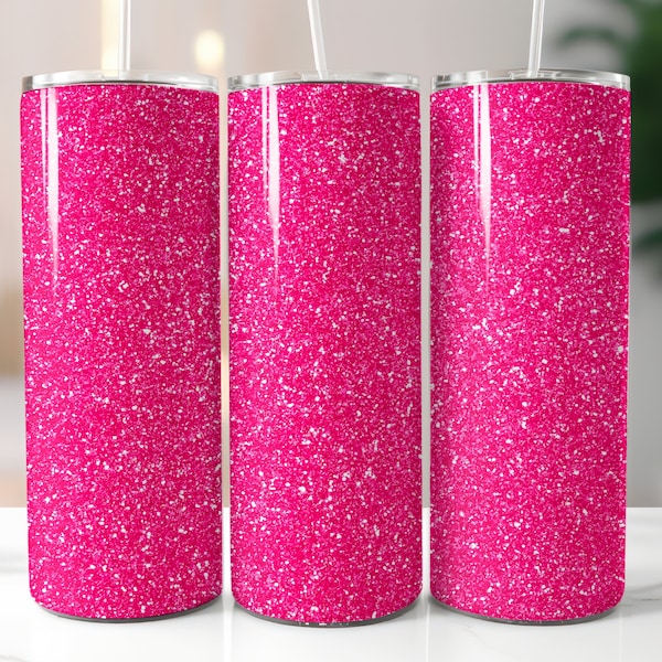 Sparkling Dark Pink Ombre Glitter Tumbler Wrap - Glittery Tumbler Wrap - Sublimation Design for 20 oz Skinny Tumbler - Digital Download PNG