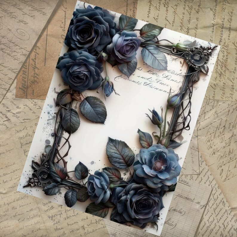 Gothic Roses Junk Journal Pages | Black Roses Collage Sheets for ...