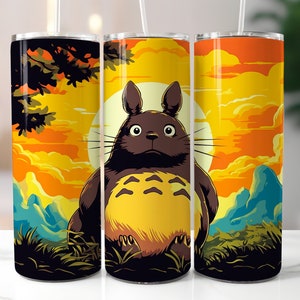 My Neighbor Totoro Tumbler Design | 20 oz Skinny Tumbler | Studio Ghibli Wrap | Spooky Black and Yellow Tumbler Wrap, PNG Sublimation Design