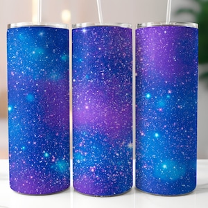 Sparkling Light Blue Glitter Tumbler Wrap - Glittery Stars Tumbler Wrap - Sublimation Design for 20 oz Skinny Tumbler - Digital Download PNG