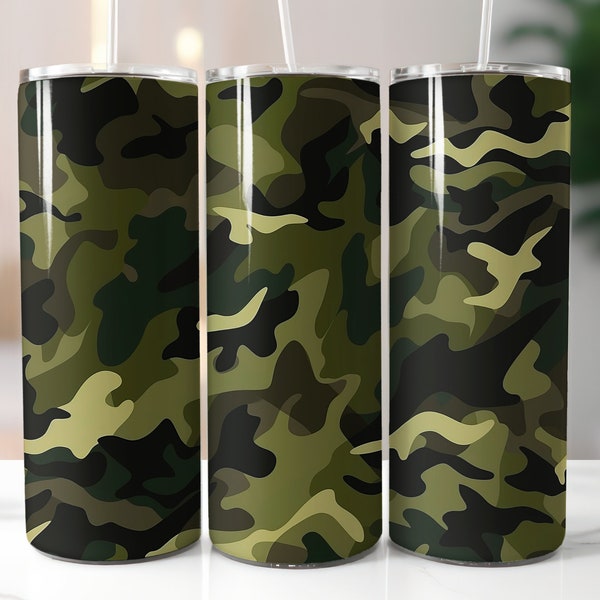 Camouflage Tumbler Design - Military Army Pattern Wrap - 20 oz Skinny Tumbler Wrap Sublimation - Straight Design - Instant Download