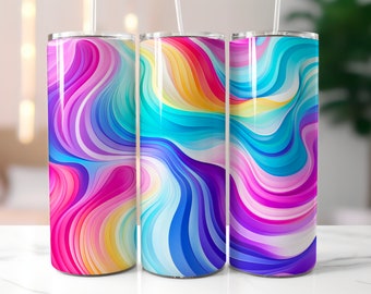 Abstract Multicolor Tumbler Design, 20oz Sublimation Tumbler Wrap, Modern Colorful Tumbler PNG, Straight Skinny Tumbler Template PNG