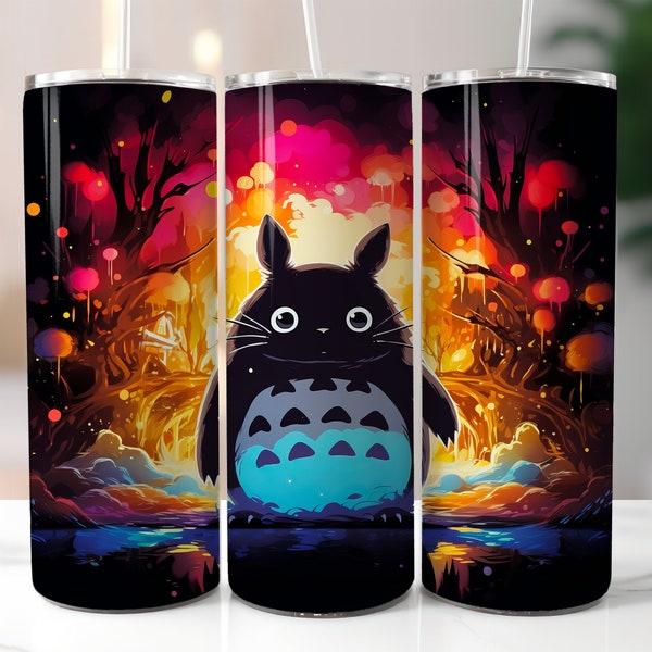 My Neighbor Totoro Tumbler Design | 20 oz Skinny Tumbler | Studio Ghibli Wrap | Colorful Cute Ghibli Tumbler Wrap, PNG Sublimation Design