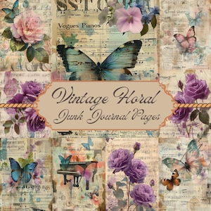 20 Fantasy Schmetterling Junk Journal Kit | Aquarell Schmetterling Journal Seiten | Druckbares Flora Papier für Junk Journals | Digitale Collage Druckvorlage