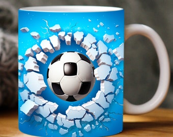 Personalized Soccer Ball Ceramic Mug – Custom Name Coffee Mug 11oz/15oz, Gift For Son & Fans