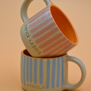 Stripey Signature Mug, personalized gift, custom made mug, birthday gift, wedding gift, colorful mugs, custom gift, customizable mug