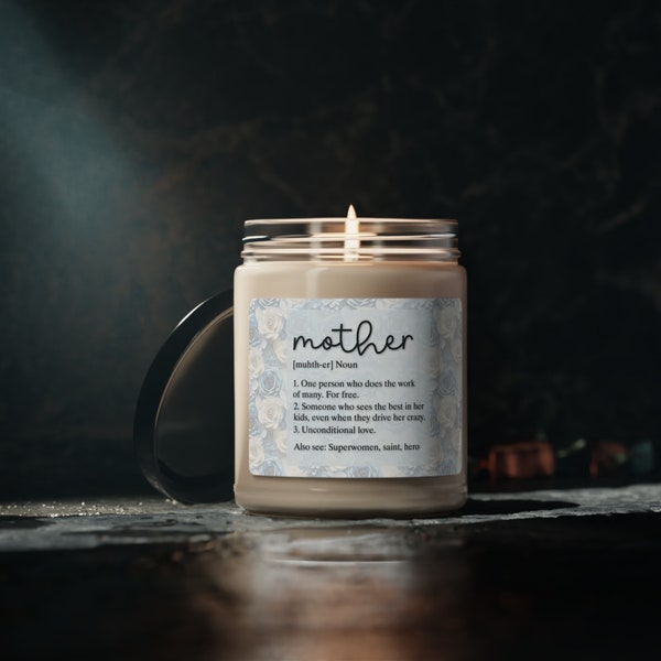 Mother Definition 9oz Scented Soy Candle, Perfect Gift for Mom, Heartfelt Home Decor, Lovely Floral Design