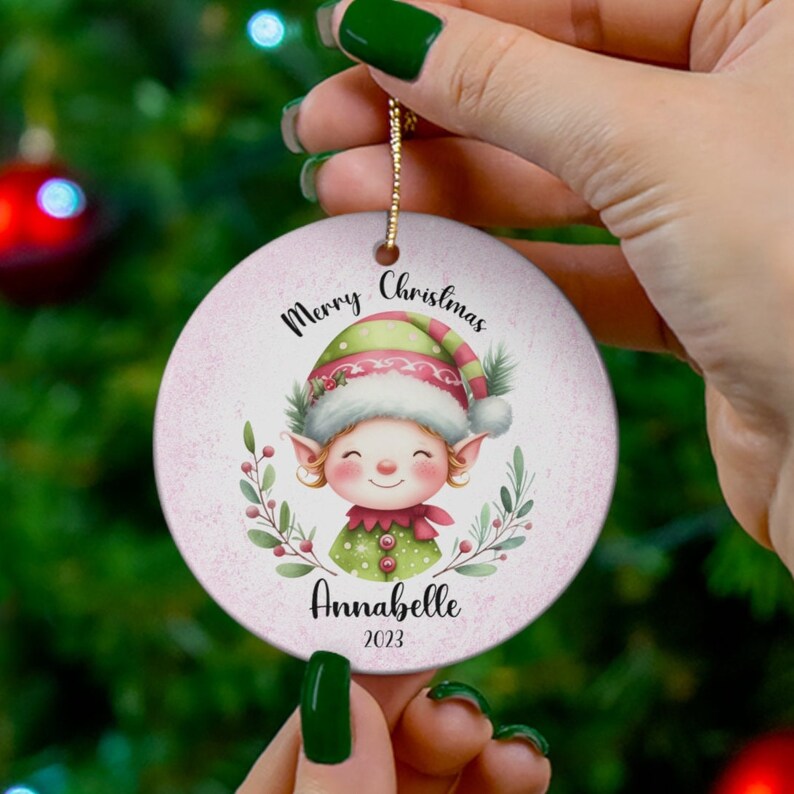 Pink Christmas Tree Ceramic Ornament Personalized 2023 Etsy