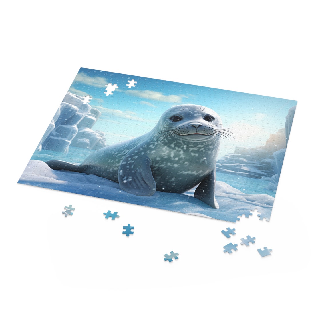 Leopard Seal Jigsaw Puzzle for Family, 500 Pieces Jigsaw Puzzle, Winter