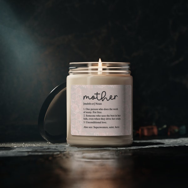 Mother Definition 9oz Scented Soy Candle Red roses design, perfect Gift for Mom, Heartfelt Home Decor, Lovely Floral Design, numerous scents