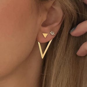 Ear Jacket Earring - Triangle Earring - Unique Earrings - Geometric Earring - Elegant Ear Jacket - Christmas Earring - Mix and Match Jewelry