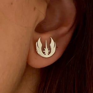 Sterling Silver Jedi Order Stud Earrings: Star Wars Fan Jewelry