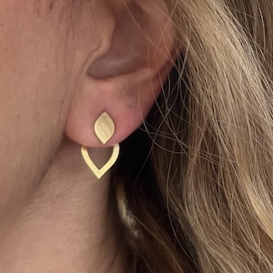 Modern Drop Ear Jacket Earring - Mothers Day Gift - Tiny Ear Jacket Earring - Simple Ear Jacket - Elegant Drop Earring - Gold Water Jewelry