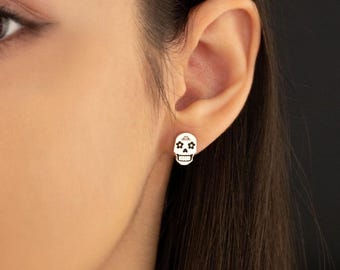 Skull Stud Earrings, Gothic Halloween Jewelry, Cute Skull Earrings