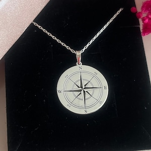 Sterling Silver Compass Necklace - Personalized Nautical Jewelry