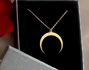 Crescent Moon Necklace, Upside Down Moon Necklace, Gift for her