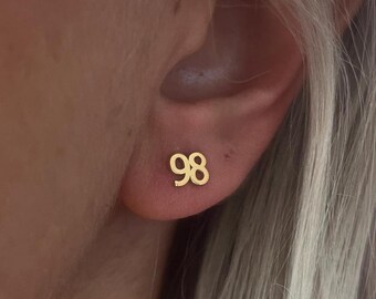 Personalized Number Stud Earring, Summer Earrings, Number Jewelry, Personalized Gift