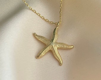 Sea Life Necklace, Starfish Necklace, Beach Jewelry, Beach Necklace, Ocean Jewelry, Ocean Necklace, Sea Star Necklace, Sea Star Pendant