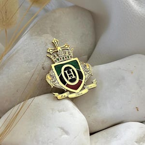 Gift for Dad, Custom Family Crest Lapel Pin, Personalized Sterling Silver & Gold Enamel Badge, Family Gift