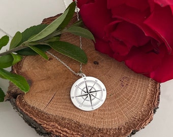 Compass Necklace, Personalized Nautical Jewelry, Navigation Compass Necklace