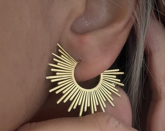 Moder Sunburst Earrings - Elegant Sun Earrings for Summer - Silver And Gold Sun Earrings - Jewelry Ideas for Summer - Mother's Day Jewelry