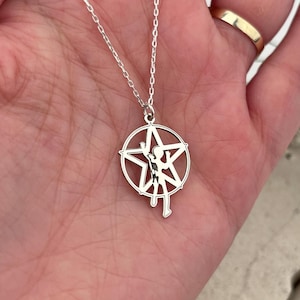 Sterling Silver Starman Pendant Necklace, Rock Music Inspired Jewelry, Star Charm Necklace, Gift for Him & Her, Mother's Day Gift