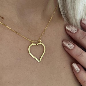 14K Gold Heart Ring Holder Necklace: Sterling Silver Minimalist Pendant