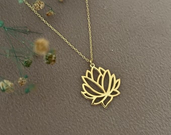 Sterling Silver Lotus Necklace: Yoga Jewelry Gift