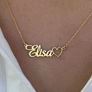 Personalized 925 Sterling Silver Name Necklace: Handmade Heart Jewelry
