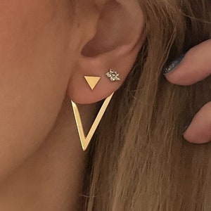 Ear Jacket Earring - Triangle Earring - Unique Earrings - Geometric Earring - Elegant Ear Jacket - Christmas Earring - Mix and Match Jewelry