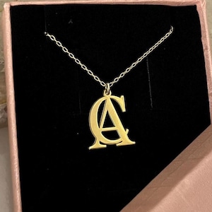 Double Initial Necklace, Two Interlocking Special Custom Design Letter Necklace, Double Letters Pendant, Dainty Double Initials Necklace