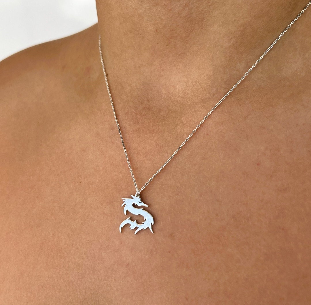 Dragon Silver Men's Necklace Men's Dragon Necklace Etsy
