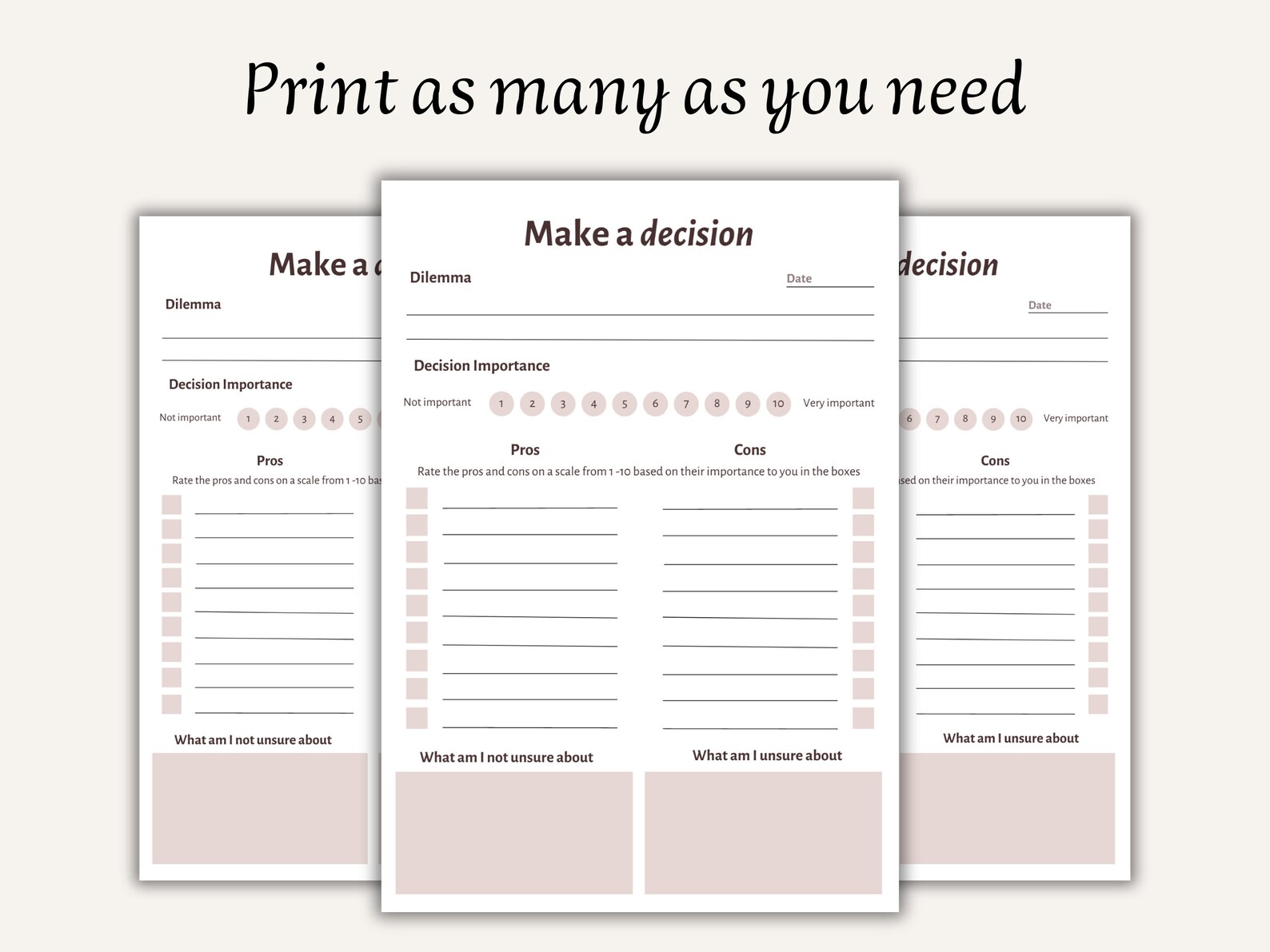 Making a Decision Printable Decision Making Worksheet Mental Health ...