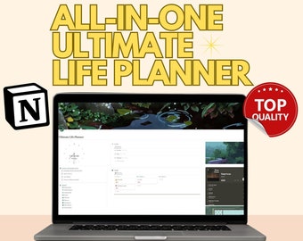 Plantilla de noción All In One Ultimate Life Planner / Seguimiento de hábitos / Planificador estético animado / Organice su vida fácilmente en un solo lugar