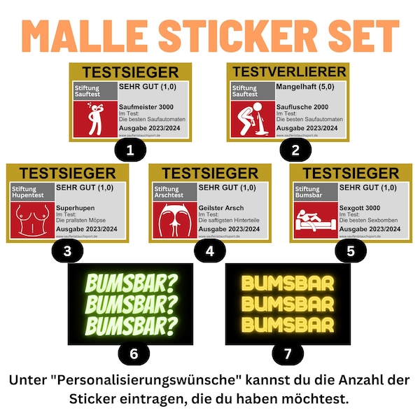 Malle Sticker Set/Ballermann Sticker Set/Mallorca Sticker Set/Party Sticker Set/Oktoberfest/JGA/Sauf Sticker/Alcohol Sticker