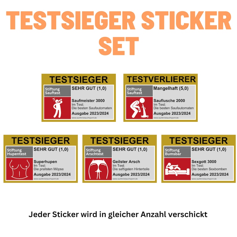 Testsieger bumsbar Set Ballermann Sticker Set Malle Sticker Aufkleber JGA Okotberfest Party Sticker Set Sauf Sticker Bild 1