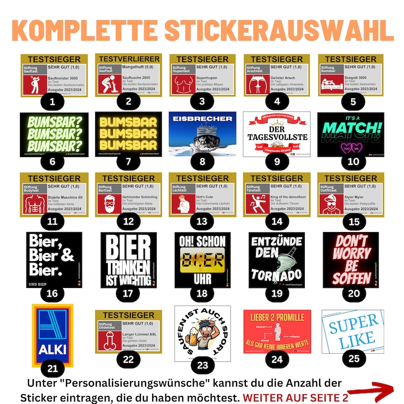 Malle Sticker Set komplette Stickerauswahl/ Mallorca Sticker Set / Party Sticker Set / Oktoberfest / JGA / Saufen Sticker / Testsieger zdjęcie 1